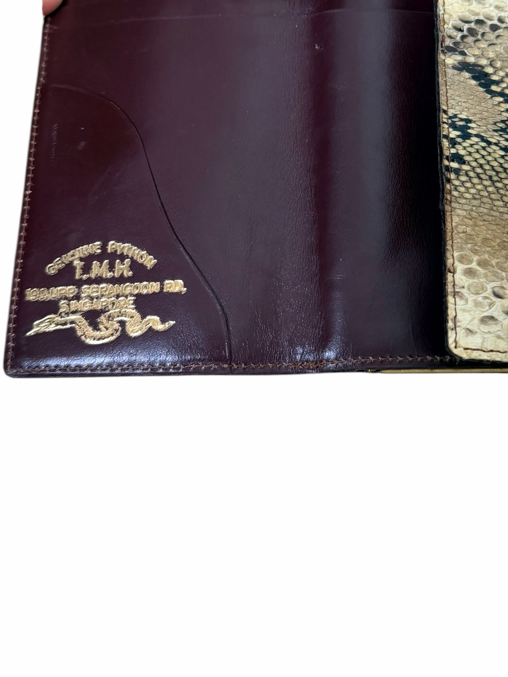 VINTAGE RARE T.M.H PYTHON & LEATHER HISTORIC WALLET. - Picture 9 of 9